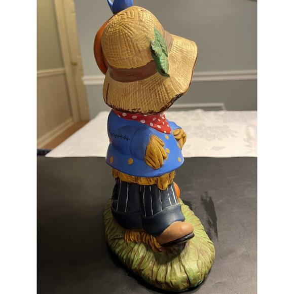 Vtg Hobbyist Ceramic Scarecrow Jack O Lantern Pumpkin Lights Up Fall Harvest - Picture 14 of 16